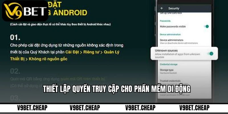 Thiết lập quyền truy cập cho phần mềm di động